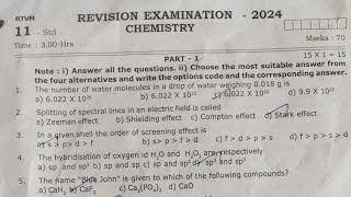 11th ChemistryFirst Revision Exam 2024Question paper and answer key [upl. by Ewart]