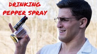 DRINKING PEPPER SPRAY AND TEAR GAS EXPERIMENT FAIL  Pepper Spray Taste Test Challenge [upl. by Carlina]