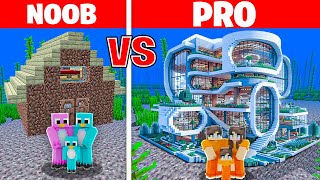 Milo vs Chip Family  NOOB vs PRO UNDERWATER HOUSE Build Challenge In Minecraft [upl. by Maggie445]