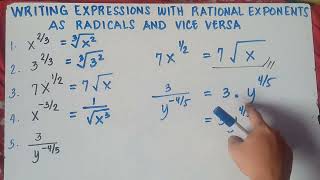 Writing Expressions with Rational Exponents as Radicals and Vice Versa  Explain in Detailed [upl. by Eaner]