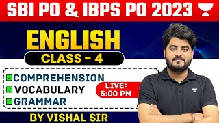 SBI PO  IBPS PO 2023  Class  04  Comprehension Vocab and Grammar  English by Vishal Sir [upl. by Aymik686]