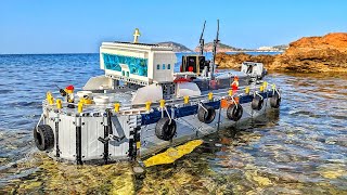 LEGO Technic RC boat explores sunken airplane and encounters sea turtle [upl. by Enihpesoj]