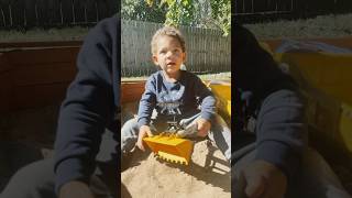 Kalvin love his dogs and to play in his sandbox Fun time outside So cute 🥰 toddlers shorts [upl. by Ikey]