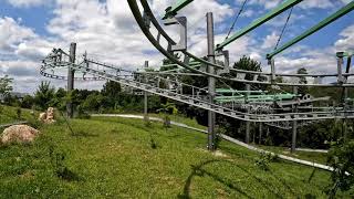 Grüner Hexenbesen Pottenstein roller coaster Achterbahn Bayern Wiegand onride [upl. by Arvy]