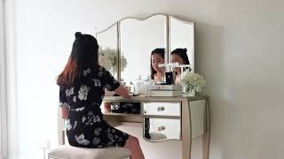 Luxury Makeup Dressing Vanity Table with Mirror and Stool [upl. by Zurek]