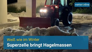 Superzelle bringt Hagelmassen in Oberbayern  Weiß wie im Winter [upl. by Notlrac]