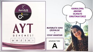 KAREKÖK YAYINLARI 902301 DENEME KODU 2023 AYT DENEMESİ MATEMATİK SORU ÇÖZÜMÜ  CEVAP ANATARI [upl. by Annaliese]