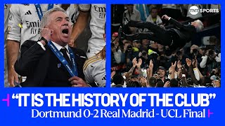 REACTION Carlo Ancelotti reacts after Real Madrid win the Champions League against Dortmund 🤍 [upl. by Apoor]