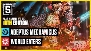 World Eaters vs Adeptus Mechanicus  Warhammer 40k Battle Report [upl. by Enyr]