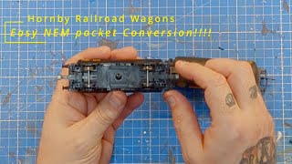 How to convert Hornby Railroad wagons to NEM Pockets  Building a OO gauge model railway UK  Ep 28 [upl. by Tuinenga763]