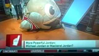 Michelle Beadle gets owned by Large Inflatable Mackerel [upl. by Adieno]