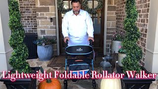 Lightweight Foldable Rollator Walker w Seat – AllTerrain Comfor [upl. by Longwood]