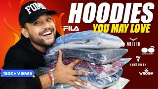 6 BEST Winter HoodiesSweatshirts FOR MEN 2023 🔥 NOBERO FILA Hoodies Haul Review  ONE CHANCE [upl. by Hplodur]