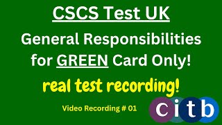 CSCS Card UK  CSCS Test 2023  CSCS Test for Green Card  cscscard  01 general responsibilities [upl. by Yug]