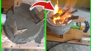 New idea how to make a firewood stove with a fanSmokeless [upl. by Ecnarrot]