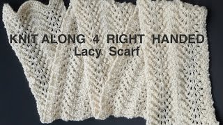 EASY quotPeasyquot Knitted Lacy Scarf 4 Righties [upl. by Araiek]