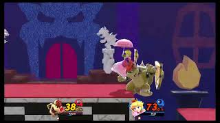 Super Smash Bros Ultimate Captain Bowser destroys Weak Peach Shield Battle Smash Bowsers Castle [upl. by Sillad]