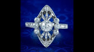 Antique Art Deco Diamond Navette Ring 065ct Total [upl. by Nolyk]