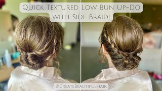 Live with Pam  Quick Textured Low Bun with a Braid Perfect Bridal UpDo for Brides amp Bridesmaids [upl. by Maillliw982]