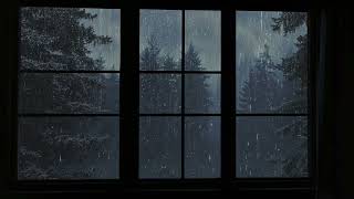 Heavy Rain on Window Sounds  Perfect Ambience for Deep Relaxation Study and Restful Sleep [upl. by Leibman]