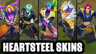 All New HEARTSTEEL Skins Spotlight Kayn Yone Aphelios Ezreal Sett KSante League of Legends [upl. by Diandra]