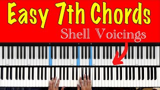 Easy 7th Chord Voicings In C major  Shell Voicings  Beginner Piano  Rhythmic Soundz Music Lessons [upl. by Aiyram502]