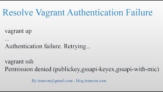 Resolve Vagrant Warning Authentication failure Retrying [upl. by Atekahs437]