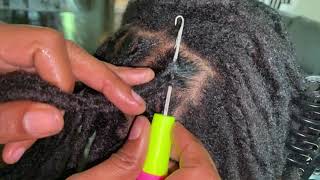 Easy way to interlock locs with a crochet needle [upl. by Ayad]