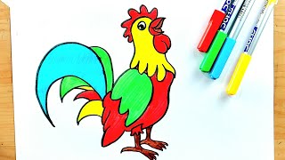 Rooster Drawing for Kids 🐓 [upl. by Rengia85]