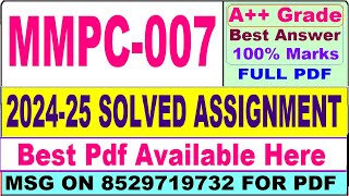 MMPC 007 solved assignment 202425  mmpc 007 solved assignment 2025  ignou MBA mmpc7 2025 [upl. by Lehrer967]