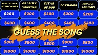 GUESS THE SONG JEOPARDY STYLE  MUSIC QUIZ  9 [upl. by Reaht316]