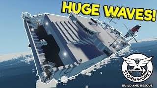 MILITARY RESCUE amp MASSIVE WAVE CAPSIZING SHIP  Stormworks Build and Rescue Update Gameplay [upl. by Suez]