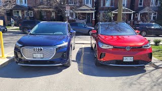 2024 VW ID4 vs Audi Q4 Etron Sibling Rivalry Comparison TEVAdrive Blue Pill or Red Pill [upl. by Janet]