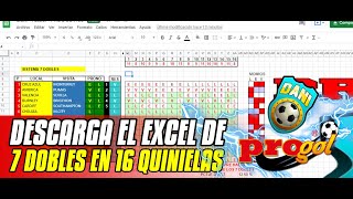 Progol  Descarga el excel para hacer 7 dobles en 16 quinielas sencillas [upl. by Michelsen]