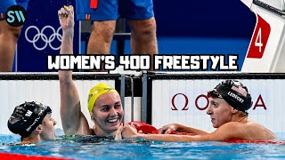 Ariarne Titmus vs Summer McIntosh vs Katie Ledecky in Womens 400 Freestyle  Paris Olympics 2024 [upl. by Tarton]