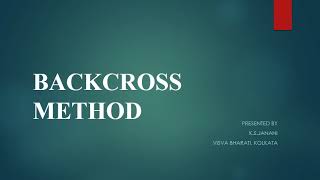 Backcross Method  BSc Agriculture  Plant Breeding [upl. by Hess59]