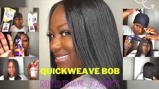 How to Quick Weave Bob Middle Part  Step by Step for Beginners [upl. by Teevens]