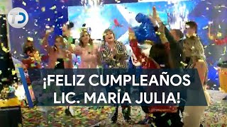 Asi festejó su cumpleaños María Julia Lafuente en Telediario [upl. by Kerred]