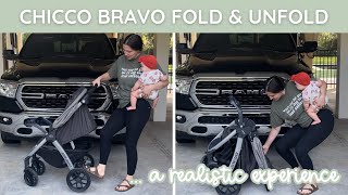 How to Fold Chicco Bravo Stroller  Chicco Bravo 3in1 Quick Fold Travel System [upl. by Bein287]