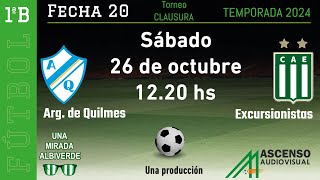 PRIMERA B  ARG DE QUILMES  EXCURSIONISTAS  FECHA 20 [upl. by Setarcos]