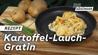 Rezept für KartoffelLauchGratin unter 2€  AOK [upl. by Ahsiekel944]