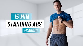 15 MIN STANDING ABS amp CARDIO WORKOUT  Burn Fat amp Sculpt Sixpack Abs [upl. by Sisson188]