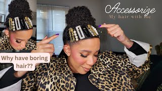 Updo with swoop amp hair accessories ✨️ Natural hairstyles for fall and winter [upl. by Nivonod]