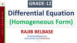 Differential Equation Part 2Homogeneous Form  Grade 12  RB Smart Class [upl. by Krell]