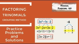 Factoring Trinomials Grouping Method and GCF Practice Problems and Solutions [upl. by Milone]