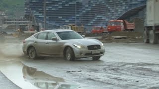 Sebastian Vettel plays with the Infiniti M37 on the future circuit Sochi [upl. by Marquardt]