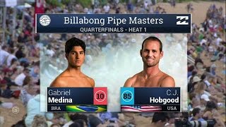 Gabriel Medina vs CJ Hobgood  2015 Billabong Pipe Masters QuarterFinals H1 Recap [upl. by Ennaylloh]