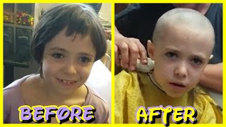 Little Lila Gets Headshave For Charity At Barbershop [upl. by Shirah]