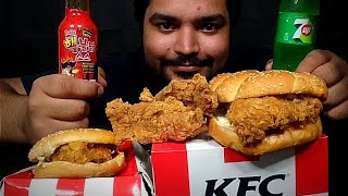 ASMR MUKBANG  KFC FRIED CHICKEN MIGHTY ZINGER BURGER With Extremely Hot amp Spicy Samyang Sauce [upl. by Notwen]