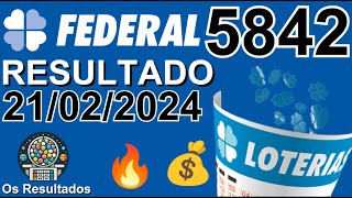 🍀 Resultado Loteria Federal 5842  confira o resultado da Loteria Federal de hoje 2102 [upl. by Nairdad]